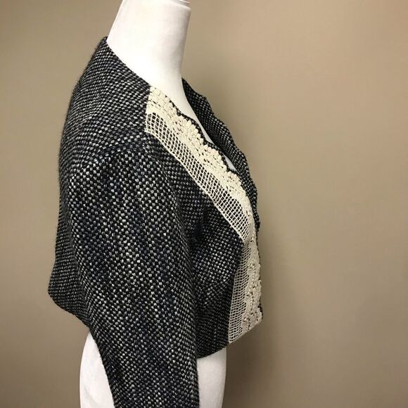 Anthropologie Tabitha cropped lace trim jacket. Sz 10 - Picture 5 of 8